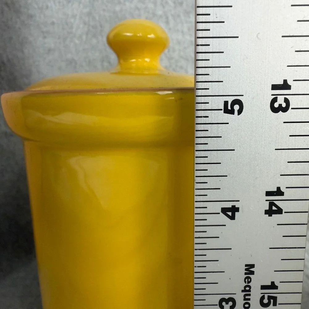 Vintage MCM Ceramic Canister 2pc  5.5in Yellow Made in Italy Terracotta Jar